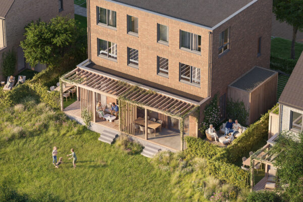 Impressie twee-onder-een-kapwoning Ridderspoor in Weidepark Heerhugowaard, vogelvlucht